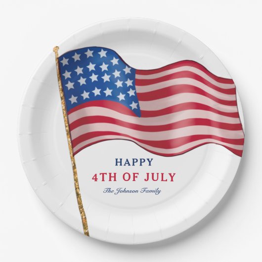 7月アメリカ国旗Happy 4th ペーパープレート (正面)