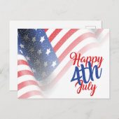 7月アメリカ国旗Happy 4th ポストカード (正面/裏面)