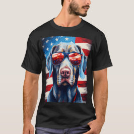 7月アメリカ国旗Weimaraner 4日 Tシャツ