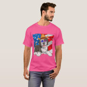 7月アメリカ犬のシーパドードル愛国的な4th tシャツ (正面フル)