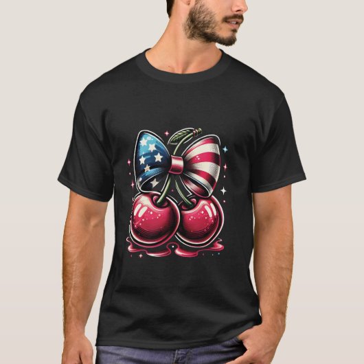 7月アメリカPaのコケット・ボウ4thとのさくらんぼ Tシャツ (正面)