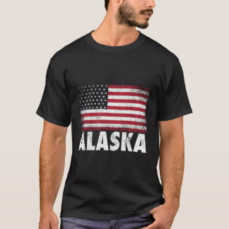 7月アラスカ愛国心のあるアメリカ国旗4日 Tシャツ