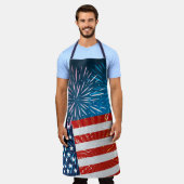 7月エプロン4日アメリカ国旗と花火 エプロン (着用した状態)