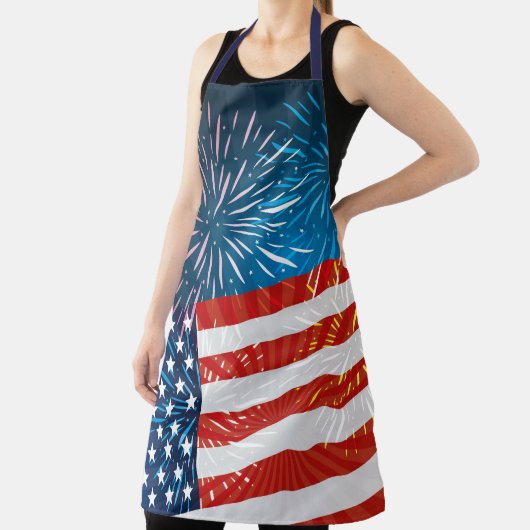 7月エプロン4日アメリカ国旗と花火 エプロン (インサイチュ)