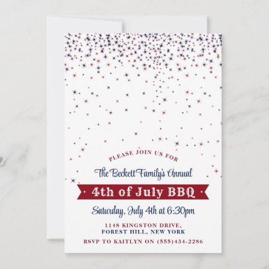 7月エレガントパーティー4日に星を落とす 招待状 (正面)