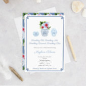 7月エレガント4日何か青いブライダルシャワー 招待状