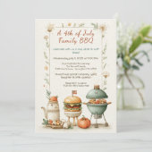 7月エレガント4日BBQ招待状- Soft Line Art 招待状 (スタンド正面)