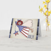 7月エンジェル7月4日/誕生日グリーティングカード カード (黄色い花)