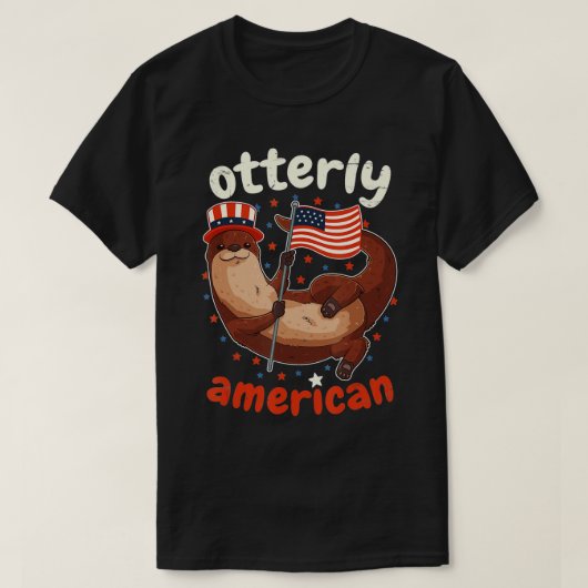 7月オッターの愛国心のあるアメリカ国旗 Tシャツ (デザイン正面)