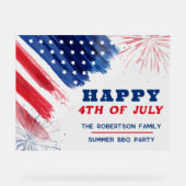 7月カスタムのパレード赤白青の幸せ4日 アクリルサイン (正面)