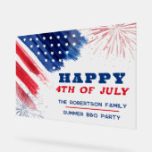 7月カスタムのパレード赤白青の幸せ4日 アクリルサイン (傾斜)