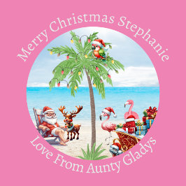 7月カスタムのパーティーのピンクの熱帯クリスマス ラッピングペーパー