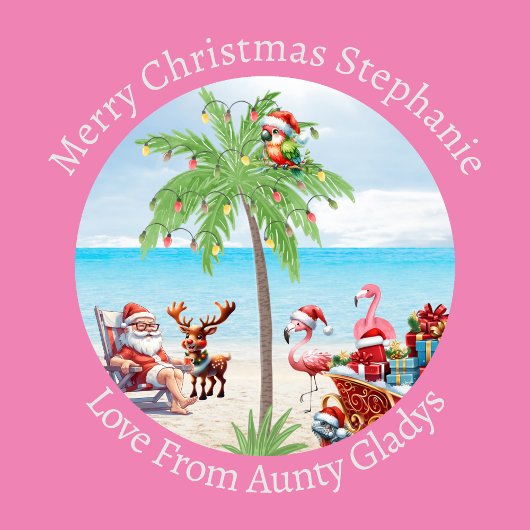 7月カスタムのパーティーのピンクの熱帯クリスマス ラッピングペーパー