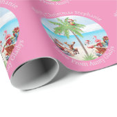 7月カスタムのパーティーのピンクの熱帯クリスマス ラッピングペーパー (ロールコーナー)