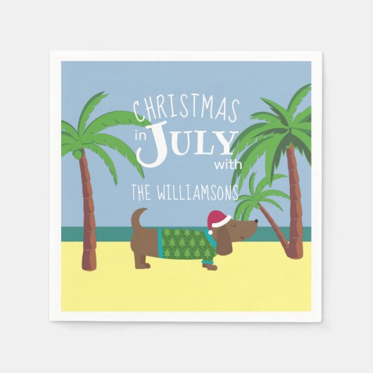 7月カスタムのパーティー広場のクリスマス スタンダードカクテルナプキン (正面)