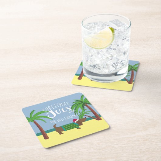 7月カスタムのパーティー スクエアペーパーコースター (インサイチュ)