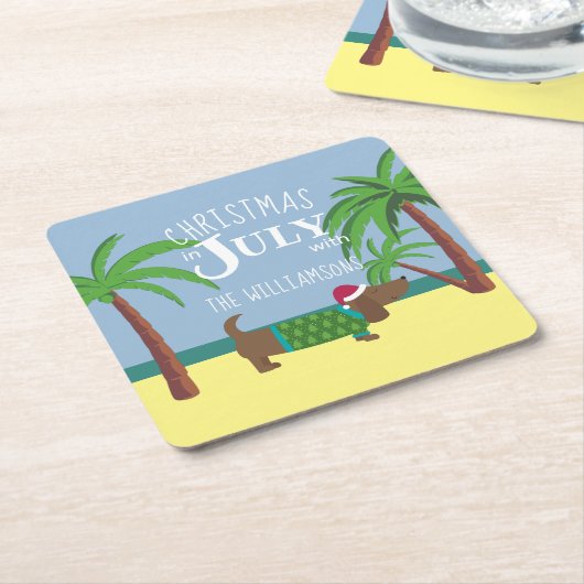 7月カスタムのパーティー スクエアペーパーコースター (アングル)