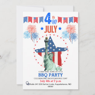 7月カスタム招待状4日 愛国的BBQパーティー シーズンカード