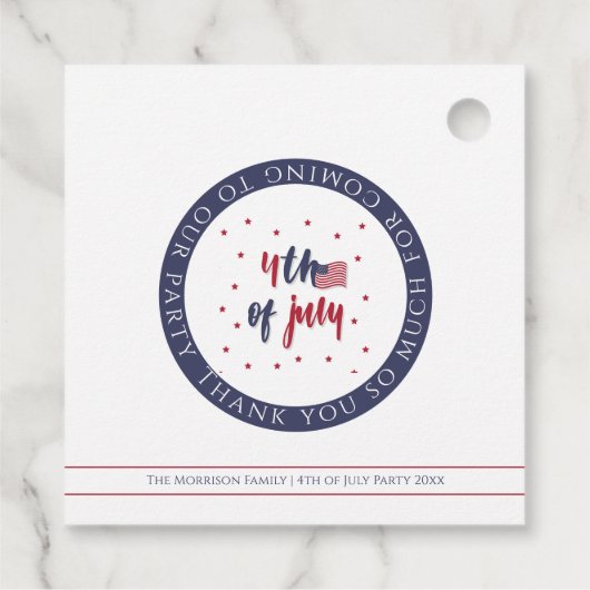 7月カスタム第4回愛国米国国旗のパーティー フェイバータグ (裏面)