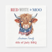 7月カスタム赤白青愛国の牛の4番目 スタンダードランチョンナプキン (正面)