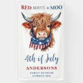 7月カスタム赤白青愛国の牛の4番目 横断幕 (縦)