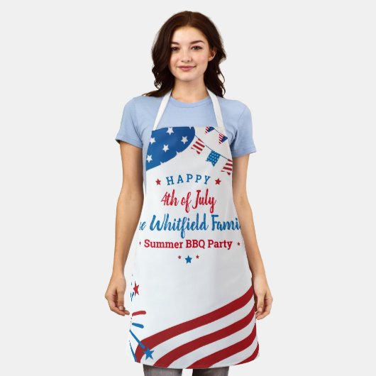 7月カスタム4日ファミリー夏BBQパーティー エプロン (着用した状態)