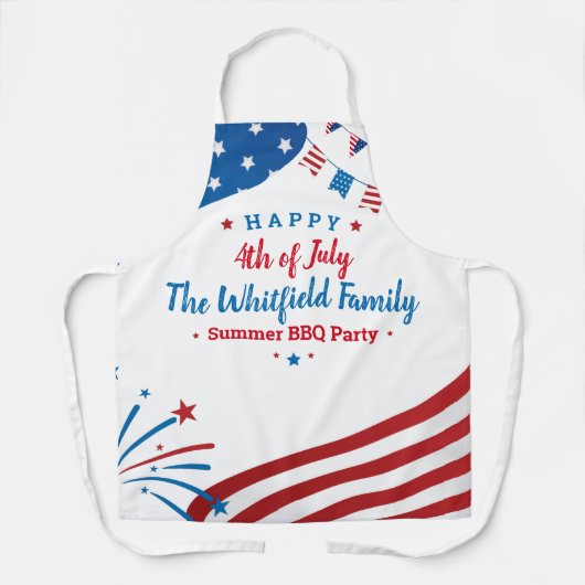 7月カスタム4日ファミリー夏BBQパーティー エプロン (正面)