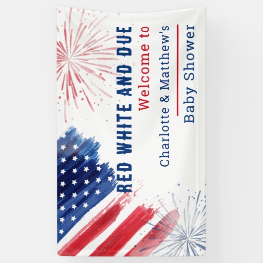 7月カスタム4日ベビーシャワー赤白青 横断幕 (縦)