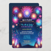 7月カラフルパーティー4日まぶしい花火 招待状 (正面/裏面)