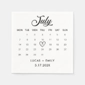7月カレンダー暗結婚黒 スタンダードカクテルナプキン (正面)