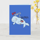 7月カードの赤い白およびシロイルカのおもしろいな第4 カード (黄色い花)