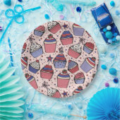 7月ガーリー4日ホワイトブルー愛国的カップケーキ ペーパープレート (パーティー)