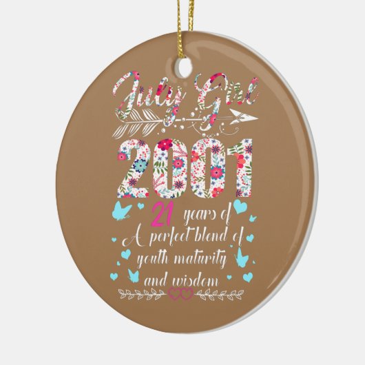 7月ガール2001 21st誕生日ギフト21歳 セラミックオーナメント (左)