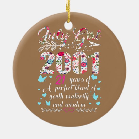 7月ガール2001 21st誕生日ギフト21歳 セラミックオーナメント (裏面)