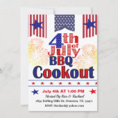 7月クックアウトバーベキューの米国国旗4日 招待状 (正面)