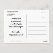 7月クリスチャンの愛国的な4番目 ポストカード (裏面)