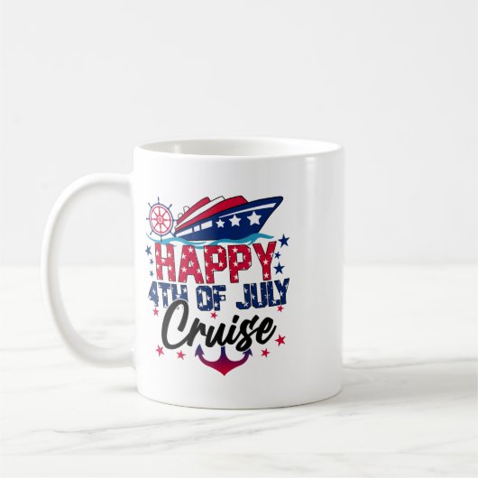 7月クルーズ愛国的なアメリカのクルーシの幸せ4日 コーヒーマグカップ (左)