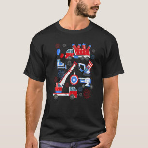 7月クレーンの幸せな4thトラック建築幼児 tシャツ