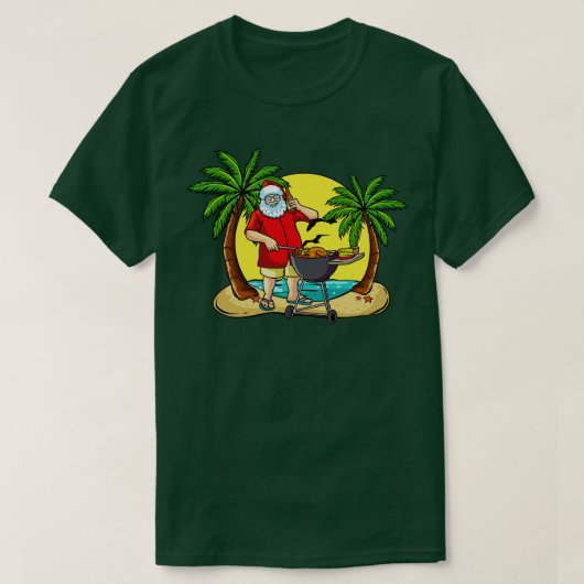 7月グリルマスターでサンタのグリルクリスマス Tシャツ (デザイン正面)