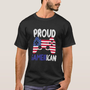 7月ゲーマーの4thアメリカ国旗のビデオゲームコントローラー tシャツ