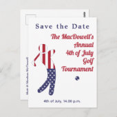 7月ゴルフ大会の米国国旗4日 ポストカード (正面/裏面)