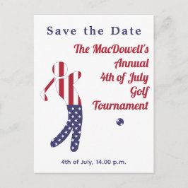 7月ゴルフ大会の米国国旗4日 ポストカード
