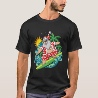 7月サンタクロースハワイアンサーフィンギフトサーフ Tシャツ
