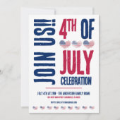 7月シンプルの赤白青愛国心4日 招待状 (正面)