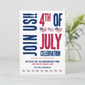 7月シンプルの赤白青愛国心4日 招待状 (スタンド正面)