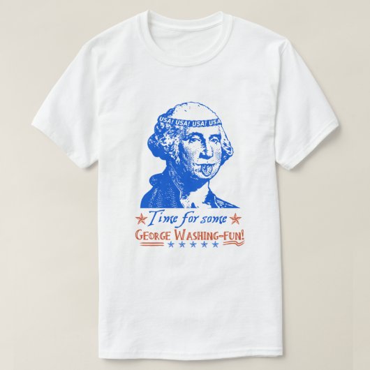 7月ジョージ・ワシントンのユーモアの夏のおもしろいな第4 Tシャツ (デザイン正面)