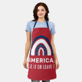 7月スタイリッシュ4日のアメリカ愛国的な虹 エプロン (着用した状態)