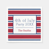 7月ストライプのの赤白青4日 スタンダードカクテルナプキン (正面)