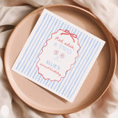 7月ストライプの4日の弓誕生日ナプキンス スタンダードランチョンナプキン