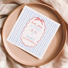 7月ストライプの4日の弓誕生日ナプキンス スタンダードランチョンナプキン